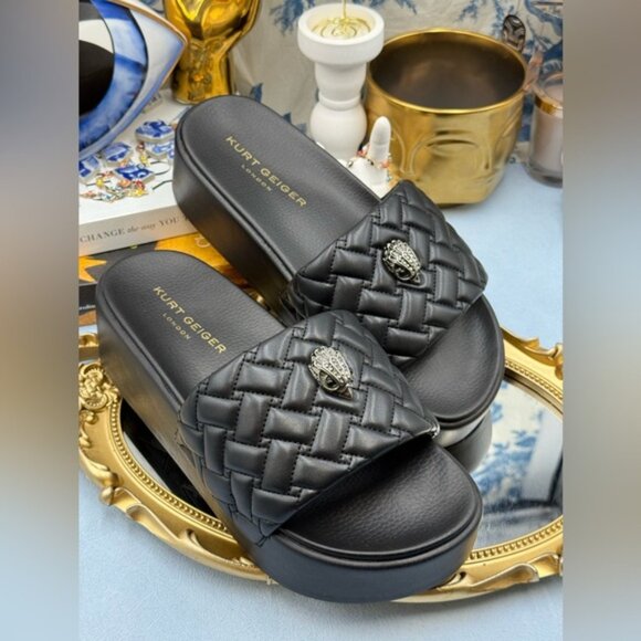 🆕 KURT GEIGER LONDON 🧿 NWOB Meena Eagle Platform Slides Sz EU 39 US 8.5 - Picture 6 of 16